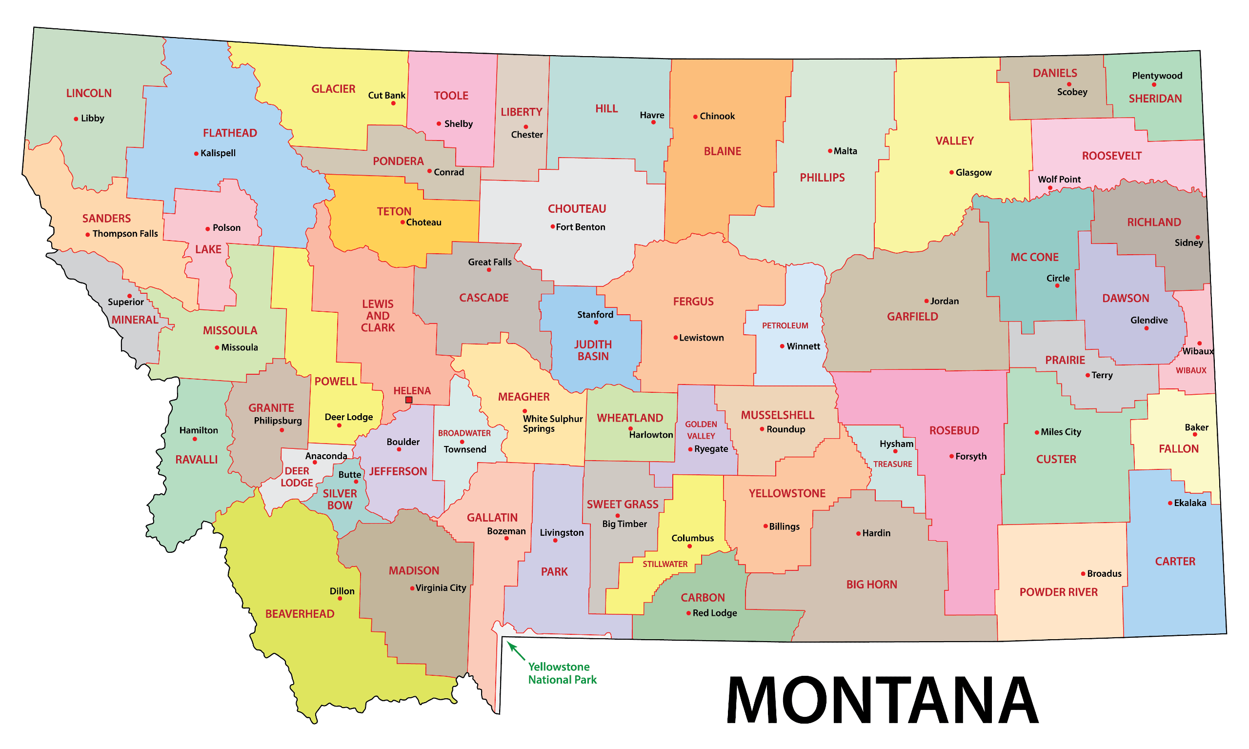 Montana Counties Map Mappr