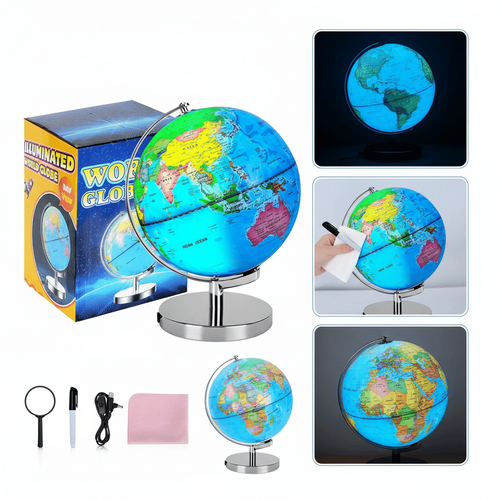 POOCCI 6-in-1 Illuminated Globe