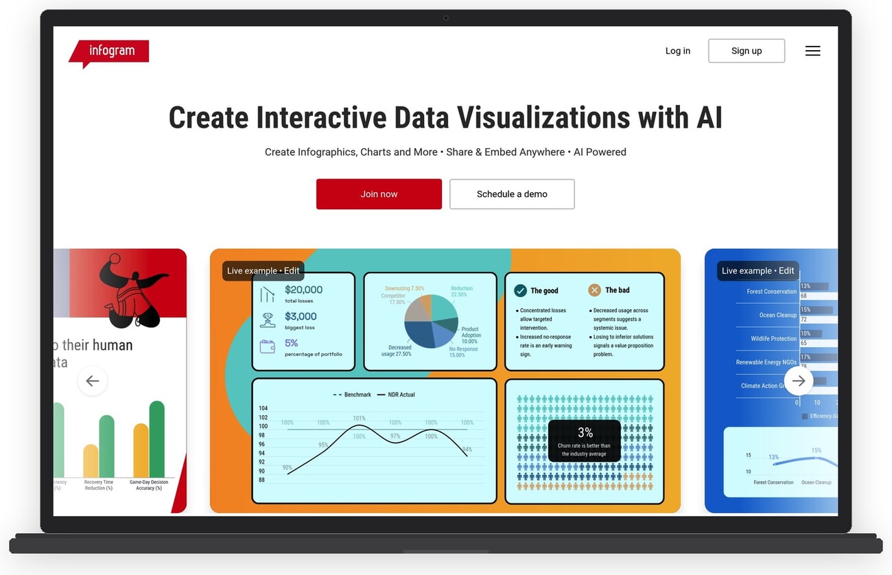 Infogram data visualization interface