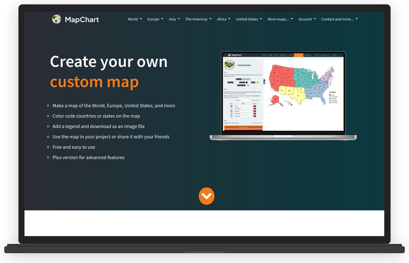 MapChart color-coded map maker interface