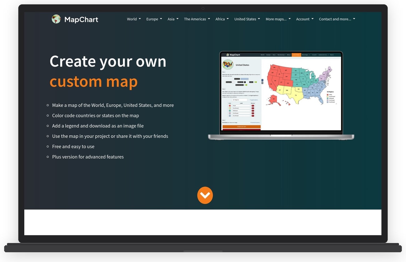 MapChart color-coded map maker interface