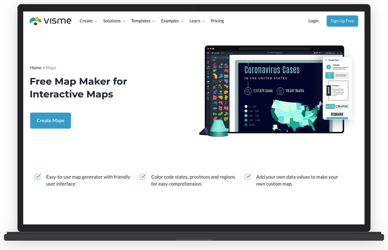 Visme map generator interface