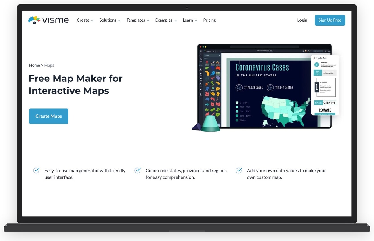 Visme map generator interface