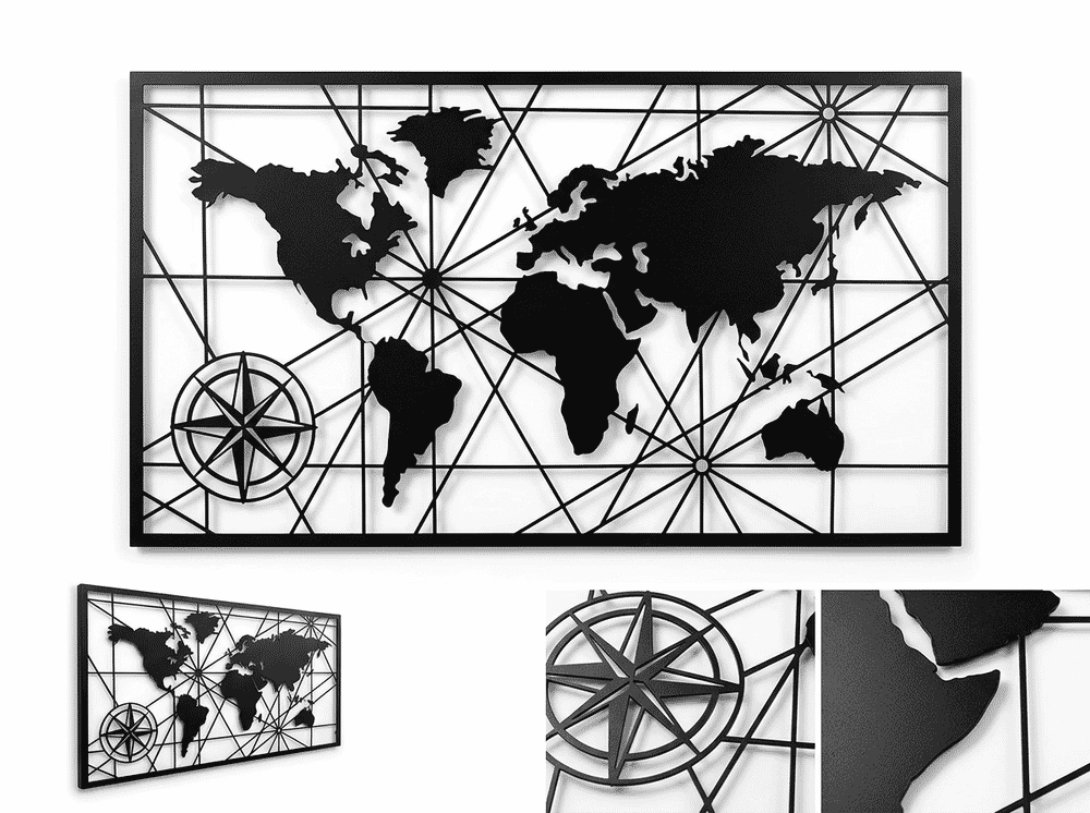 BAUPOR Metal World Map showing thick steel construction and detail