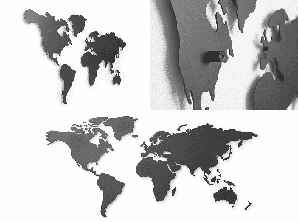Umbra Mappit wire frame world map with photos attached