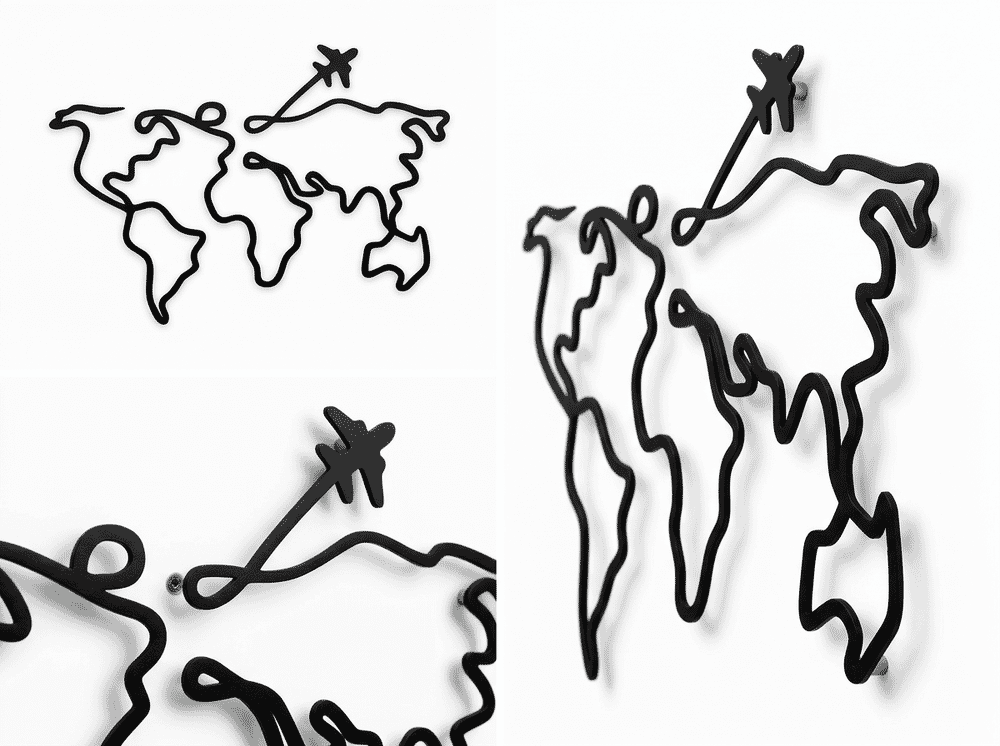 Xedatric small metal world map showing compact size and detail