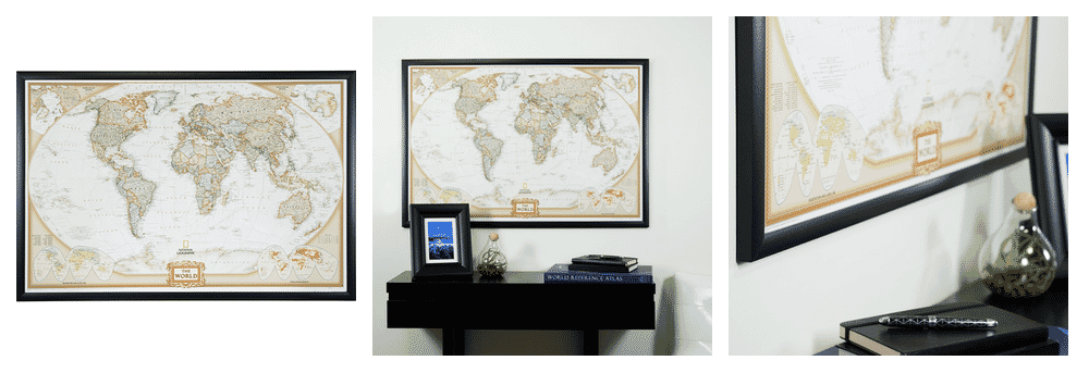 Craig Frames Travel Map with Pins showing frame detail and pin placement