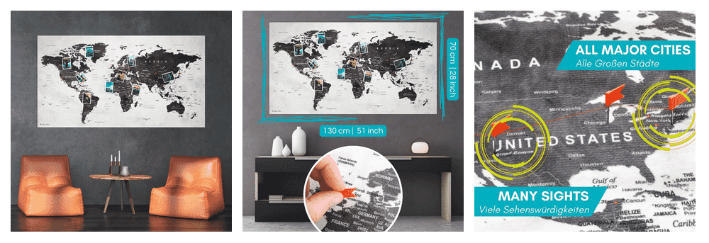 ITCHY FEET XXL World Map showing full size and landmark detail