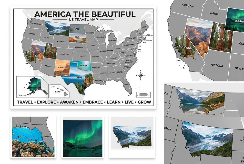 Epic Adventure Maps America The Beautiful showing nature photography revealed under scratch layer