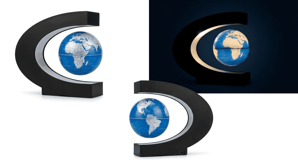 MOKOQI Magnetic Levitating Globe showing floating globe and LED base illumination