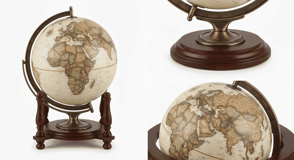 Replogle Franklin 12-Inch Antique Globe showing parchment ocean styling and metal base
