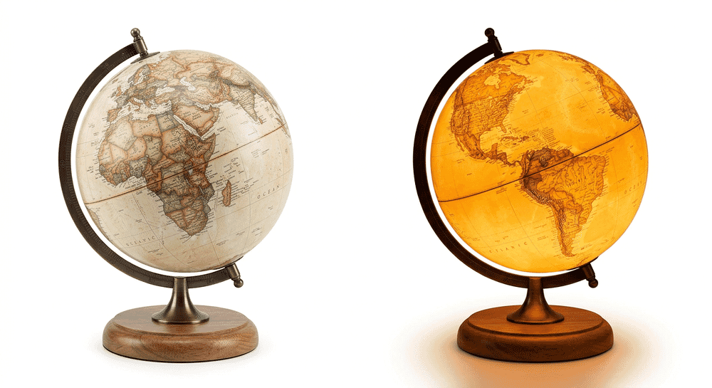 TTKTK Illuminated 8-Inch Globe showing day and night illuminated views
