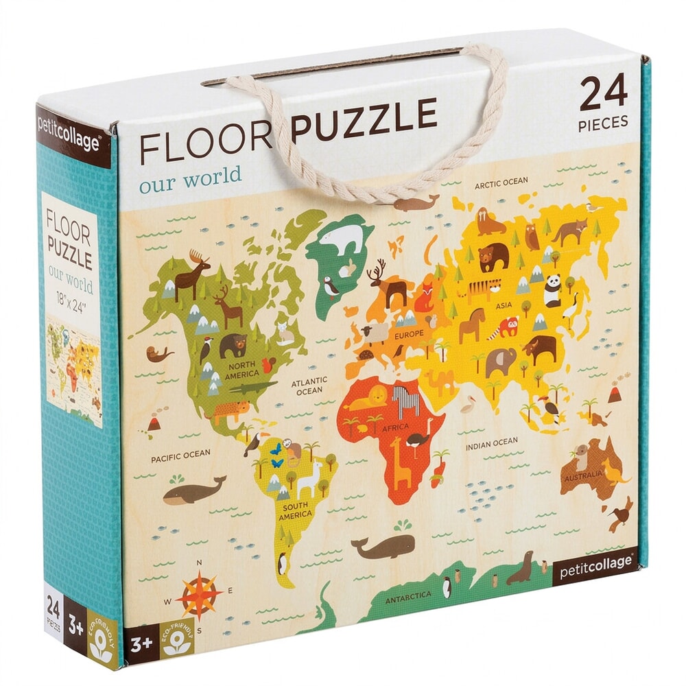 Petit Collage Our World 24-piece floor puzzle for preschoolers on white background