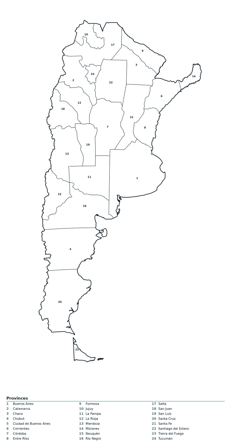 Labeled Map of Argentina