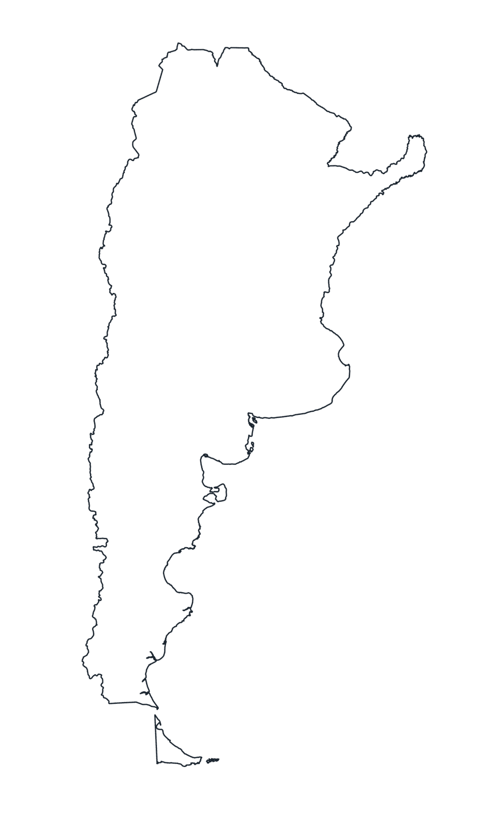 Blank Outline Map of Argentina