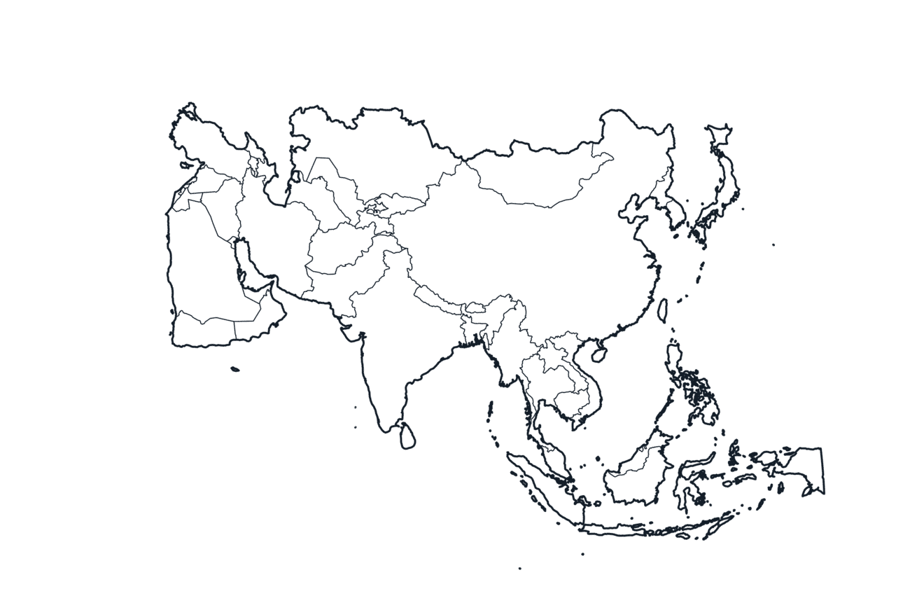 Asia Map with country Borders