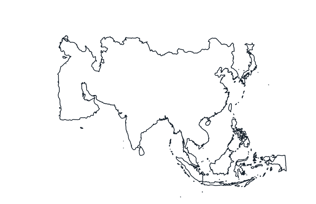Blank Outline Map of Asia