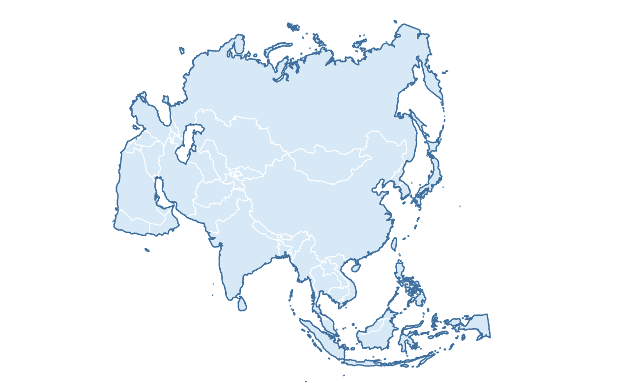 Blank Practice Map of Asia With Russia
