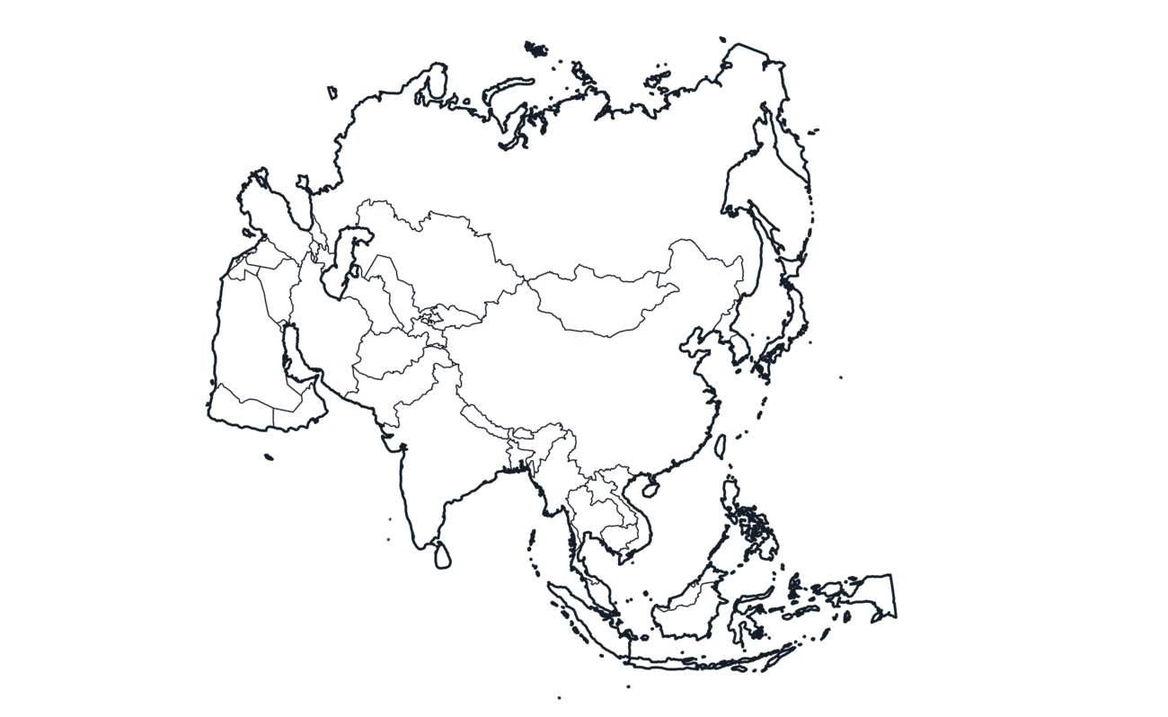 Asia With Russia — Country Borders