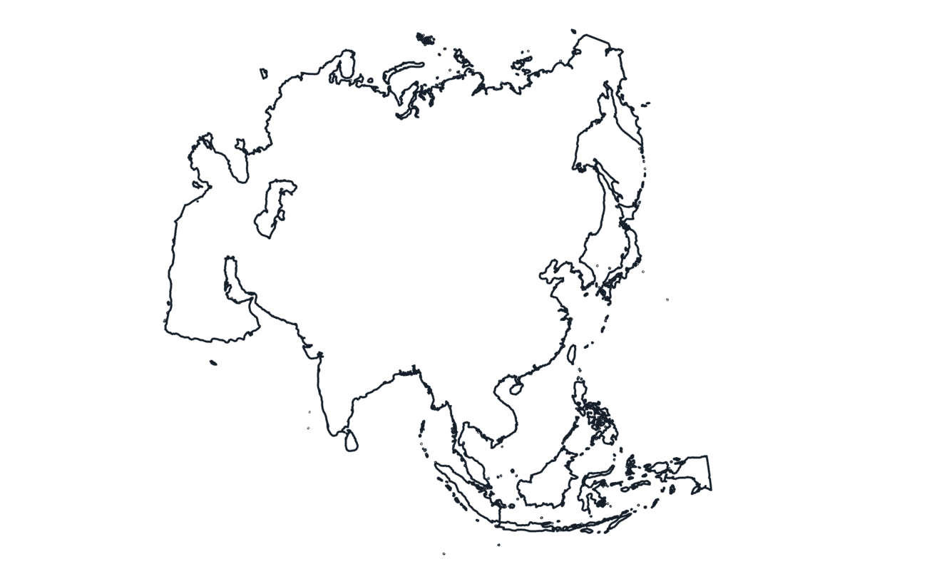 Blank Outline Map of Asia With Russia