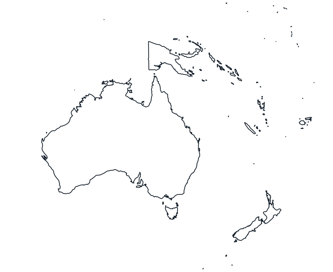Australia & Oceania Map with country Borders