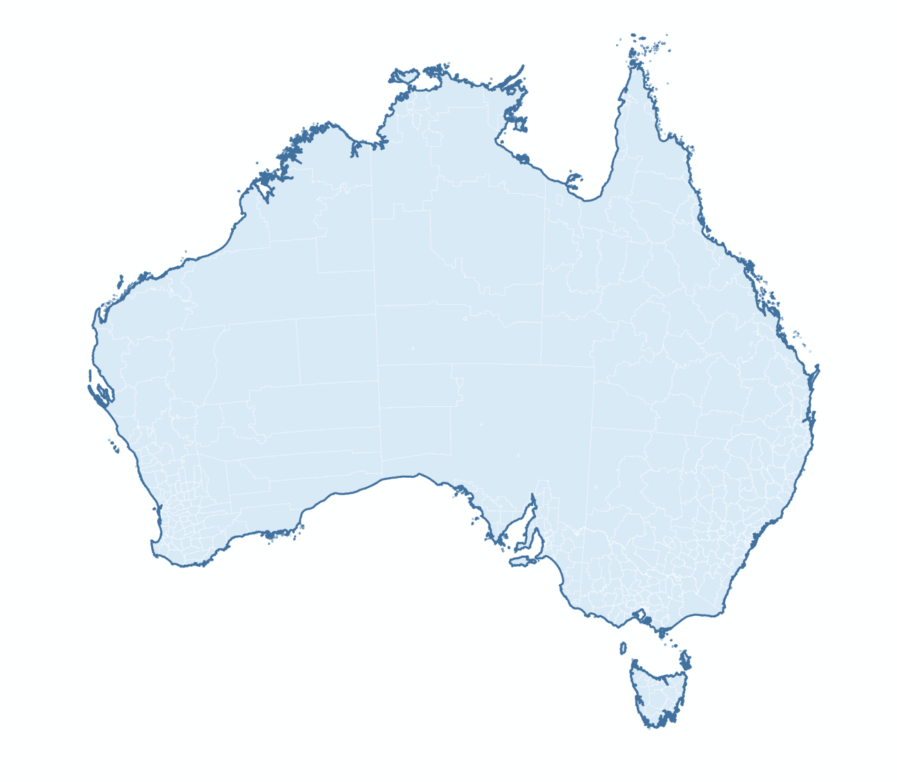 Blank Practice Map — Australia Local Government Areas
