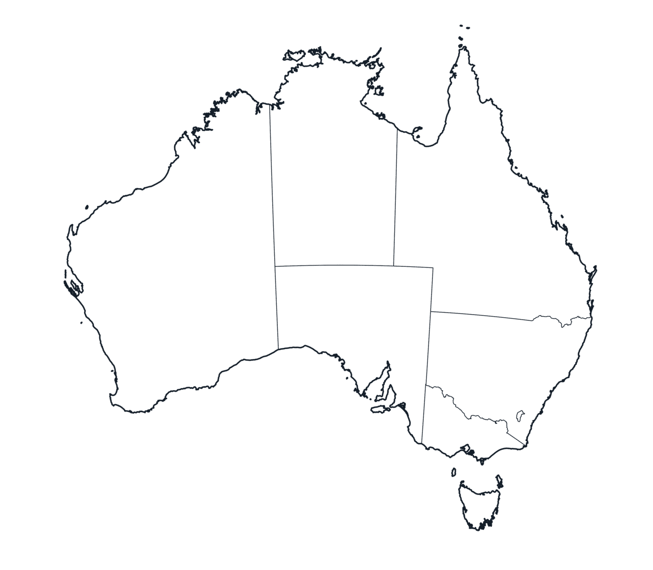 Australia Map with state & territory Borders
