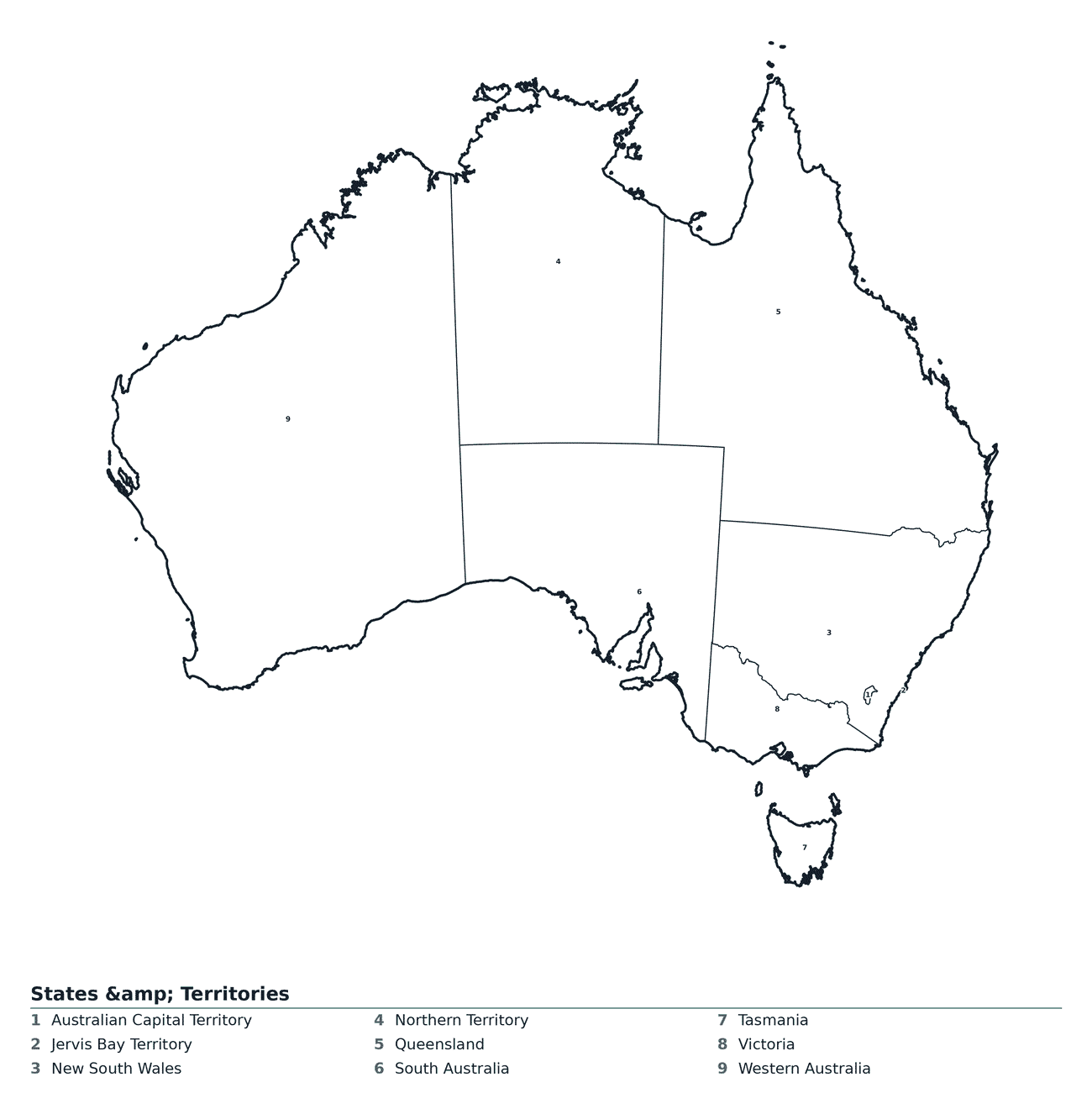 Labeled Map of Australia
