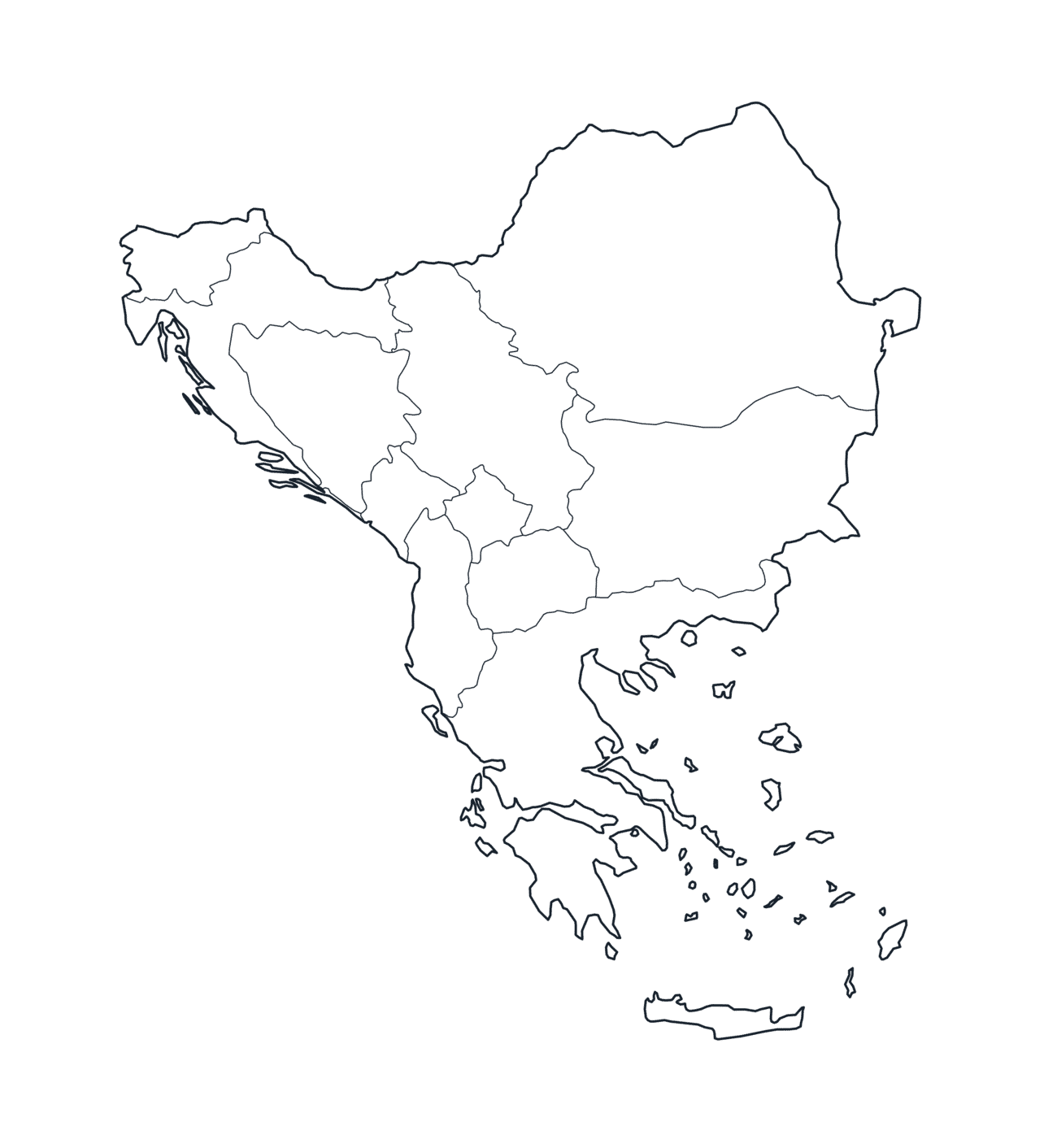 Balkans Map with Country Borders