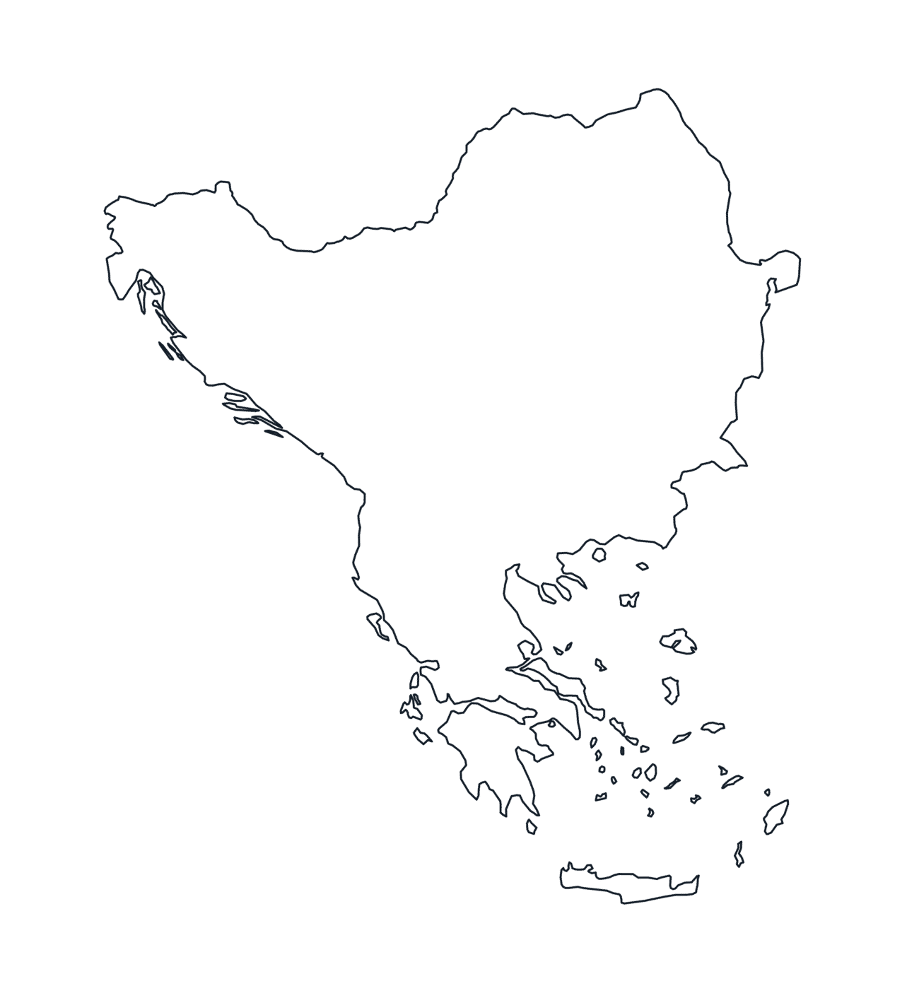 Blank Outline Map of the Balkans