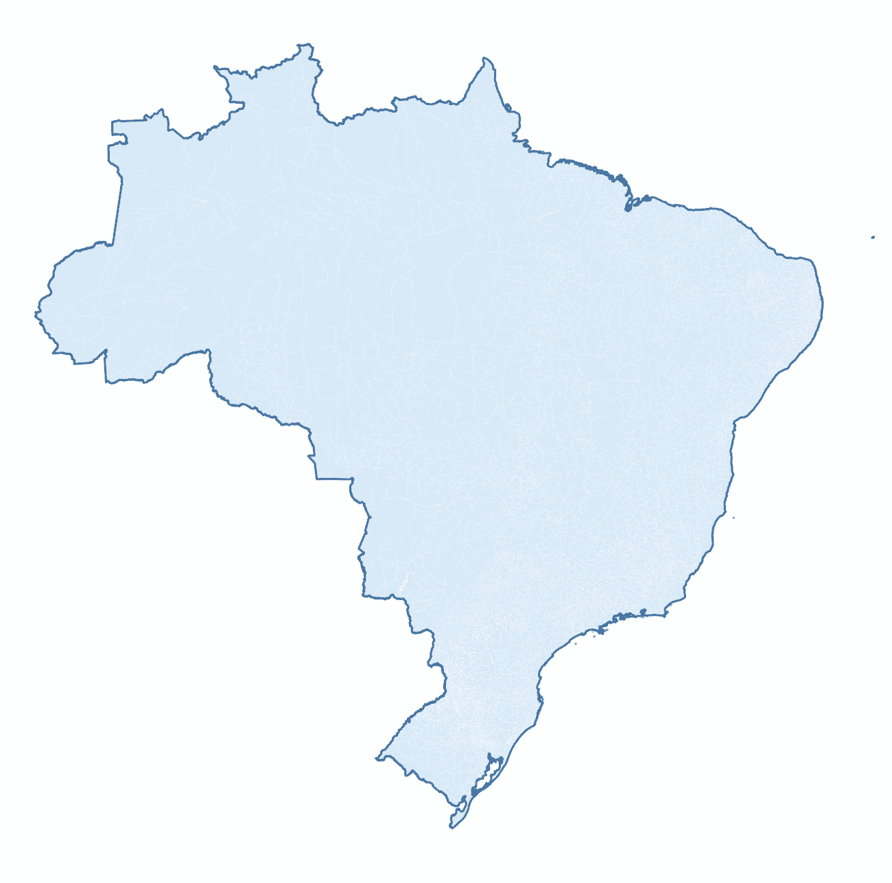 Blank Practice Map — Brazil Municipalities