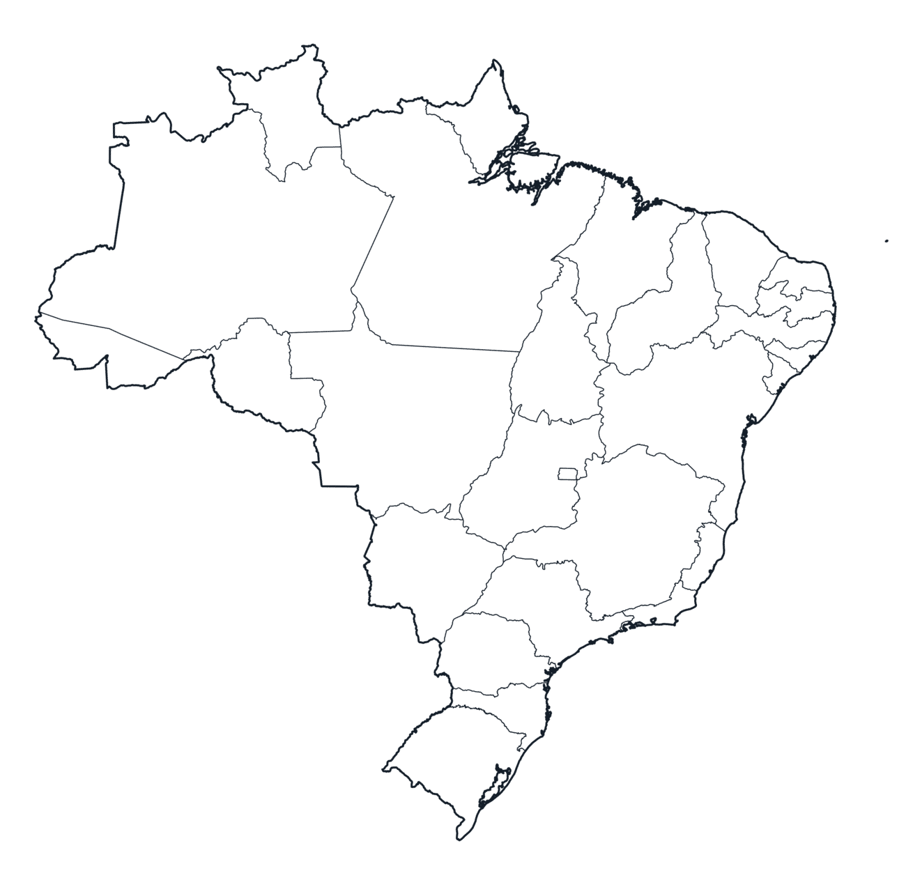 Brazil Map with state Borders