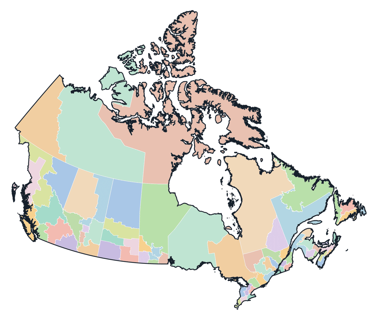 Colored Economic Regions Map
