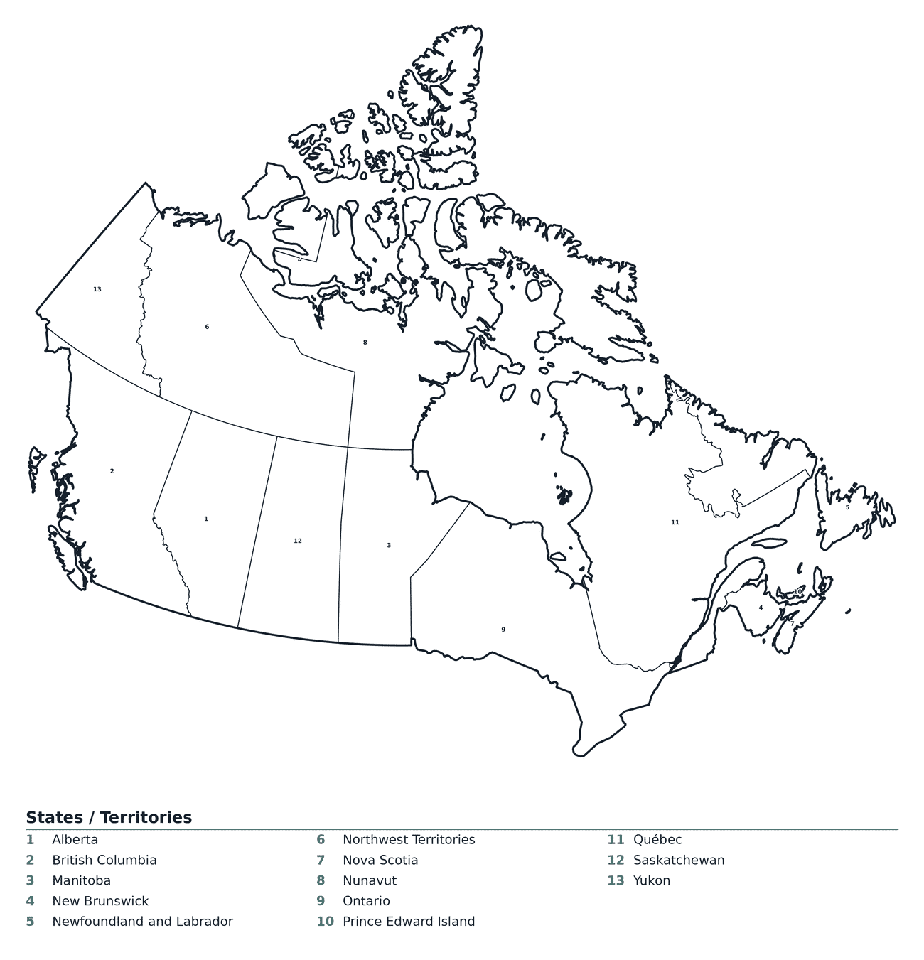 Labeled Map of Canada