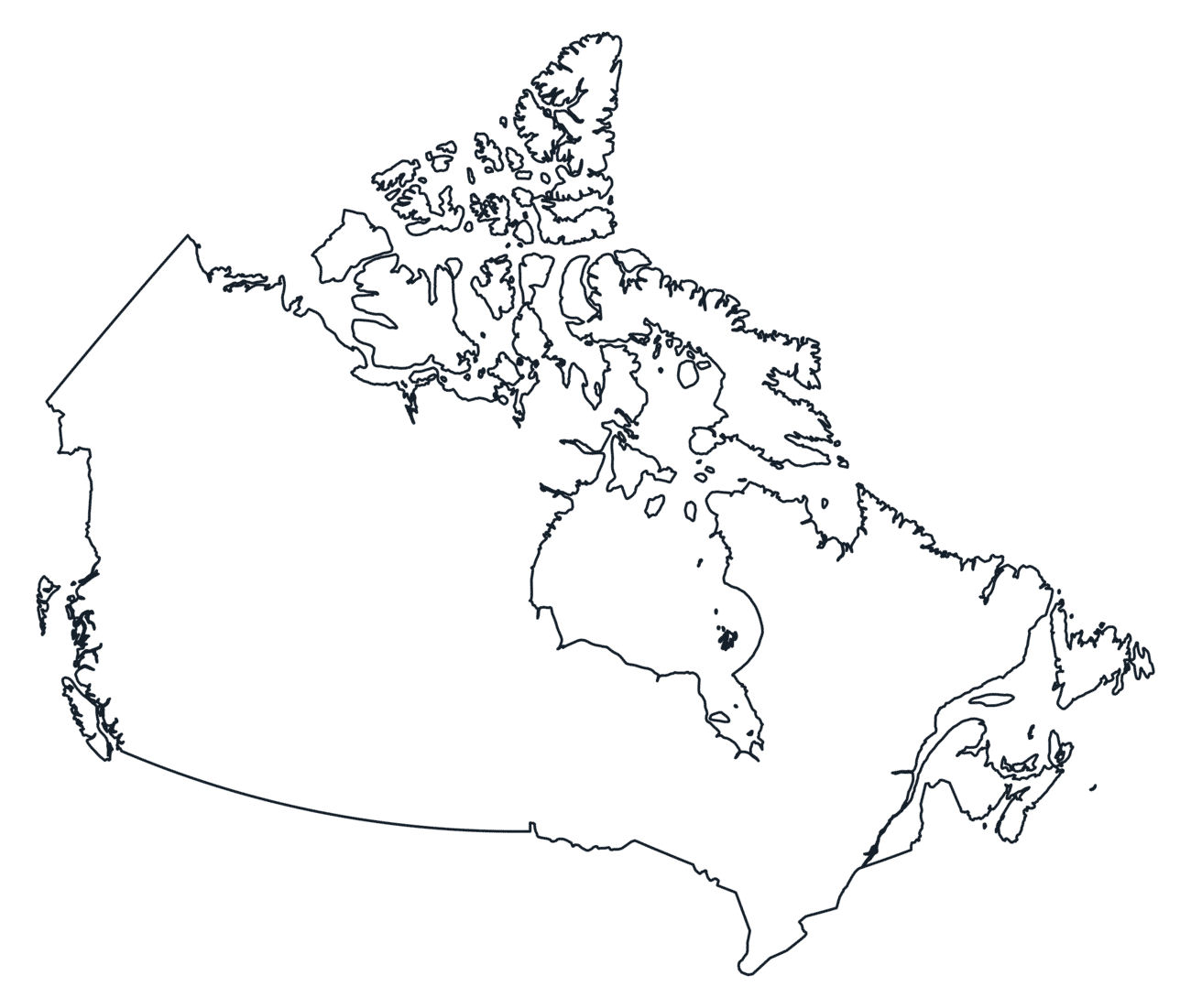 Blank Outline Map of Canada