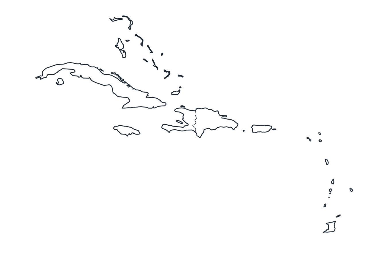 Caribbean Map with Country Borders