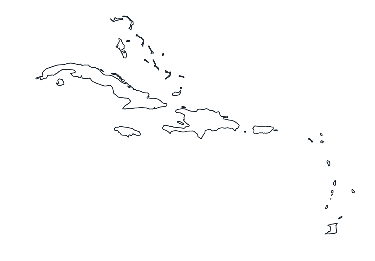 Blank Outline Map of the Caribbean