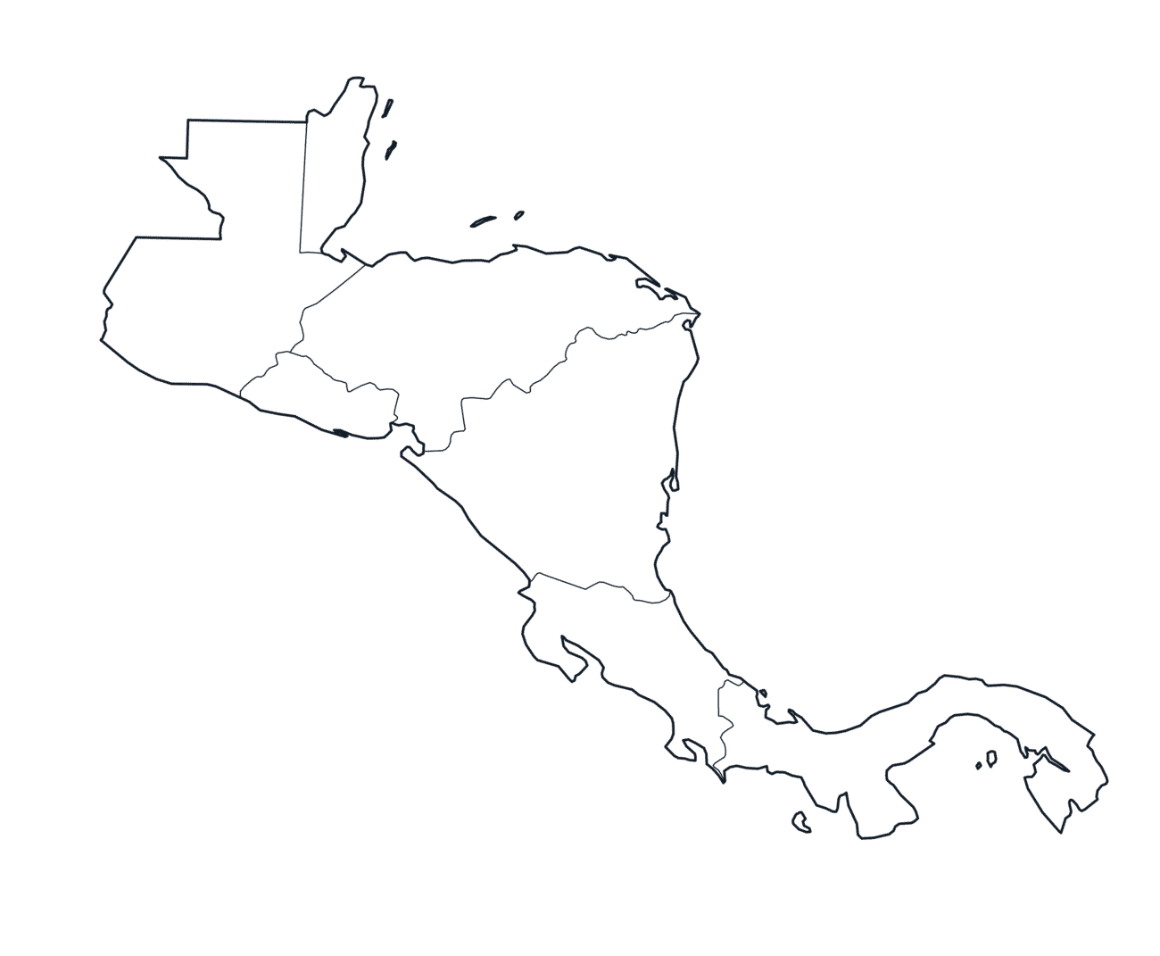 Central America Map with Country Borders