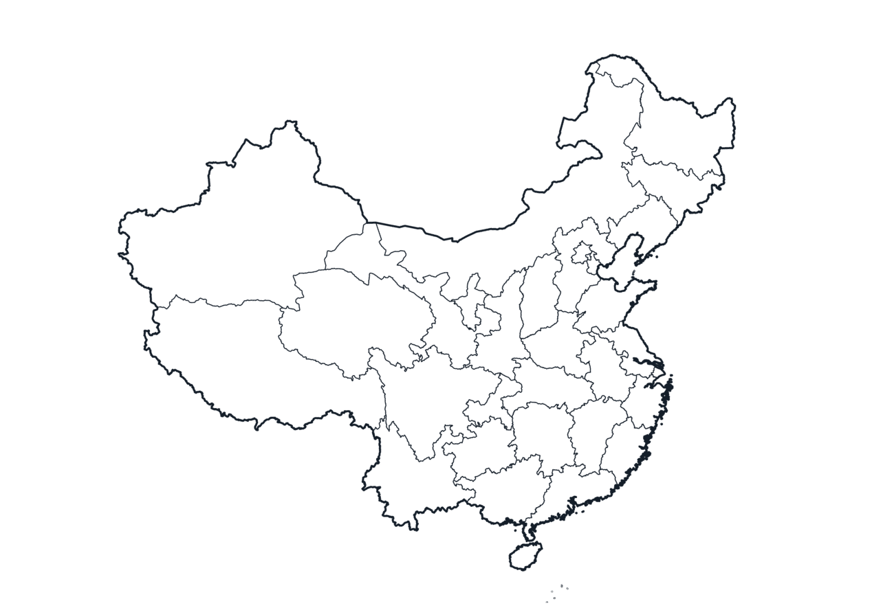 China Map with province Borders