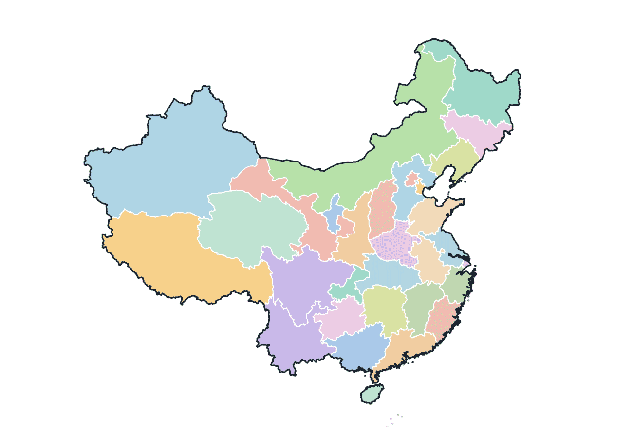 Colored Map of China