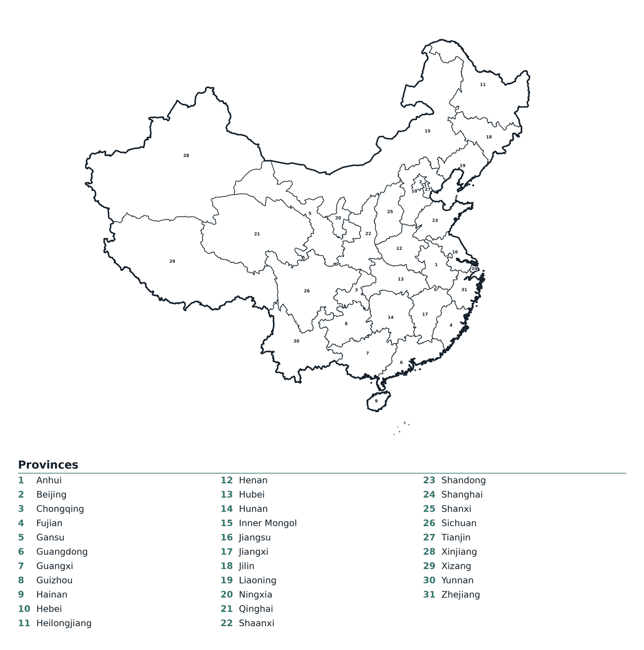 Labeled Map of China