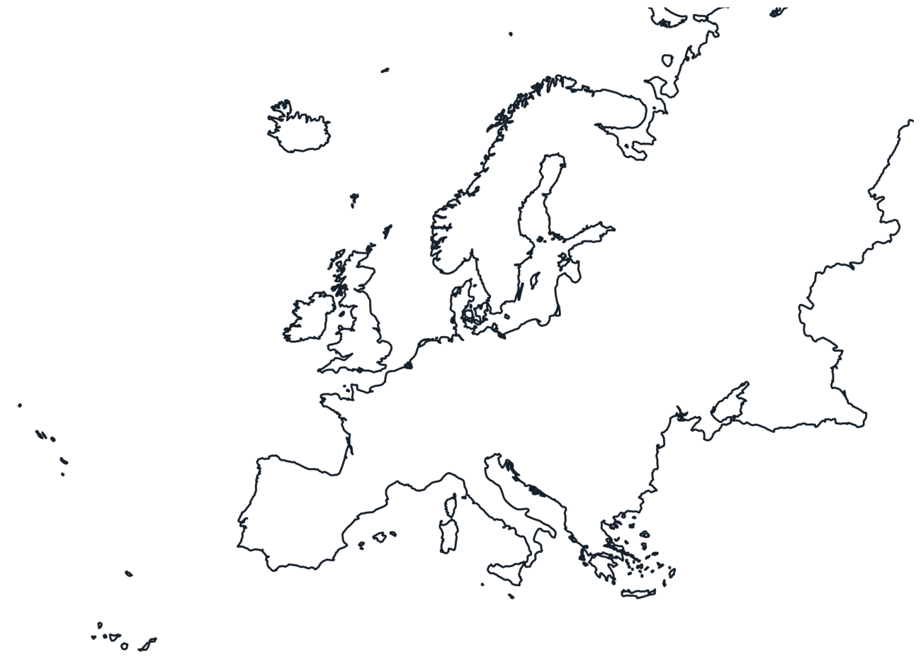 Blank Outline Map of Europe