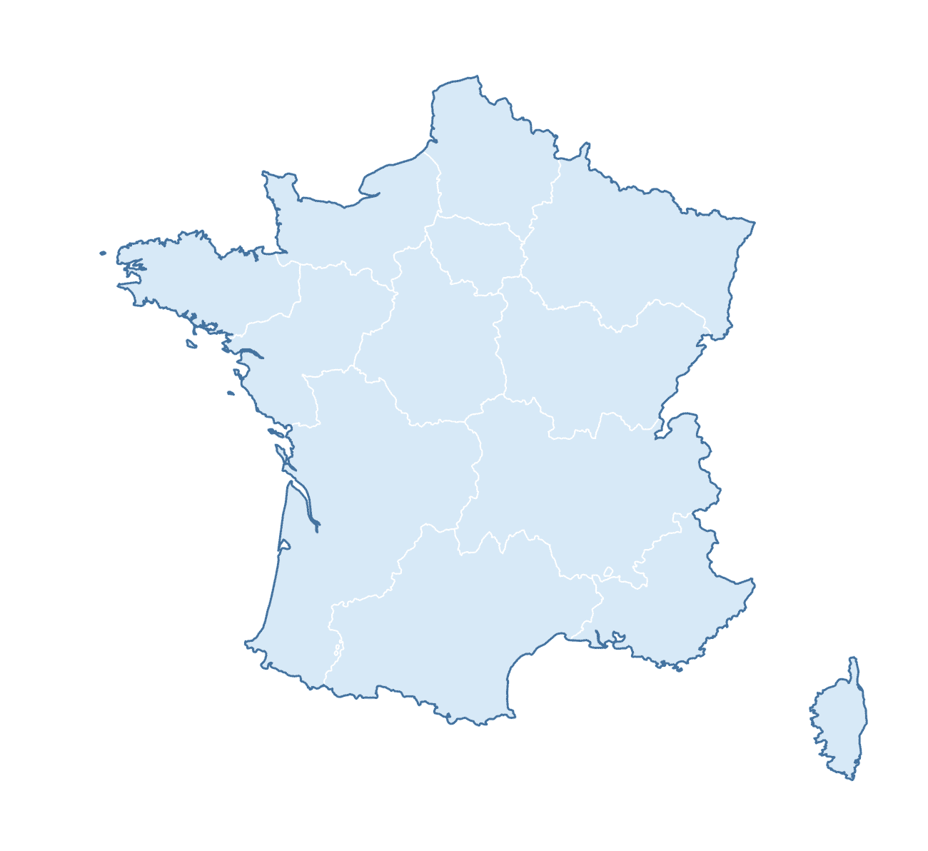 Blank Practice Map of France