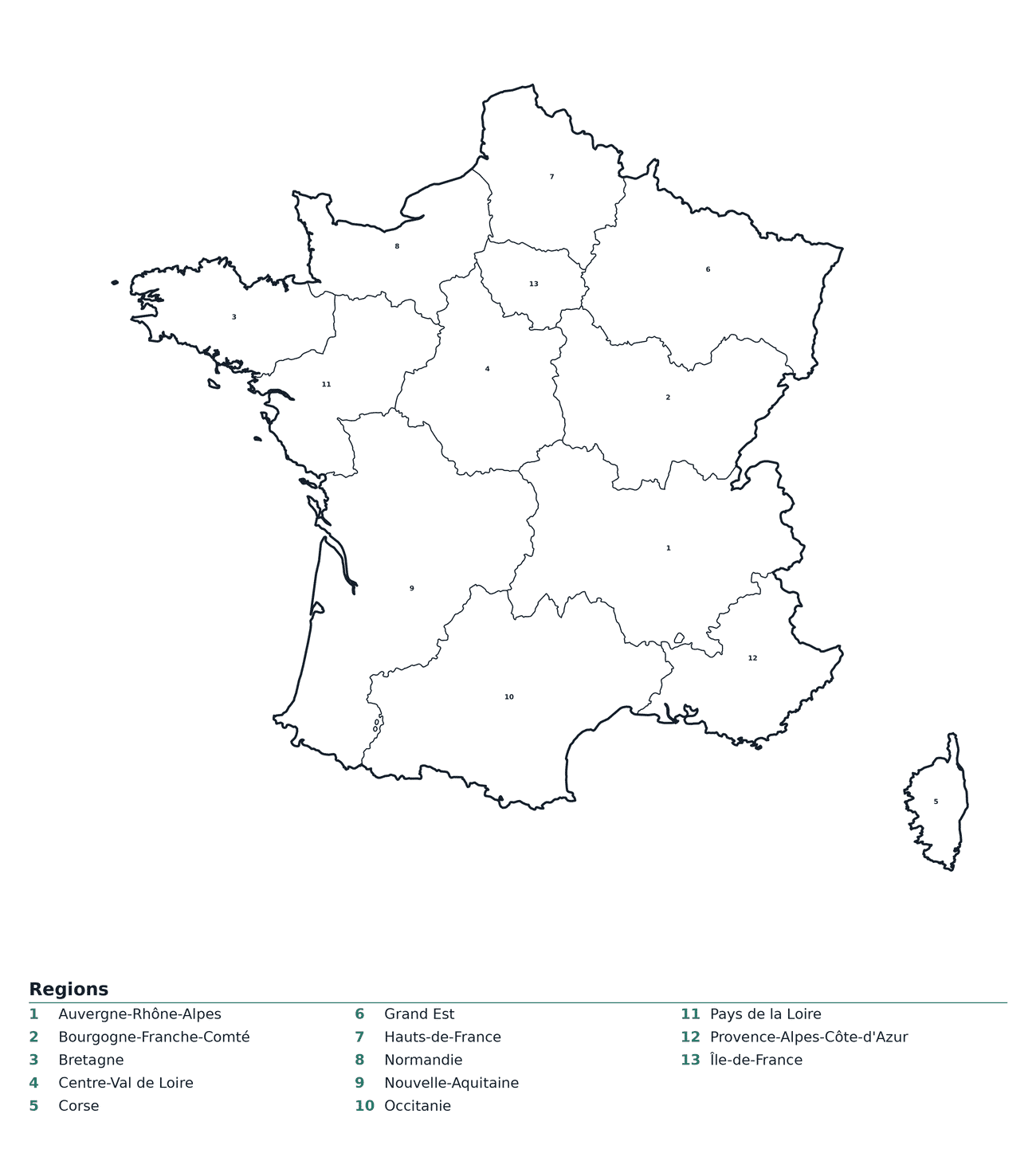 Labeled Map of France