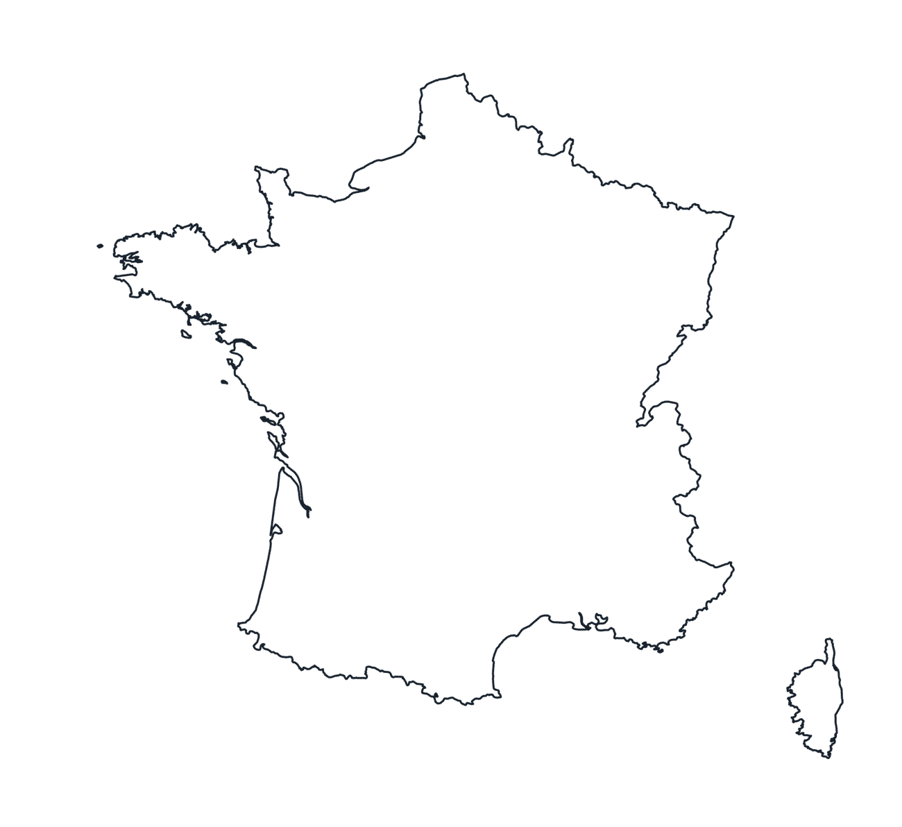 Blank Outline Map of France