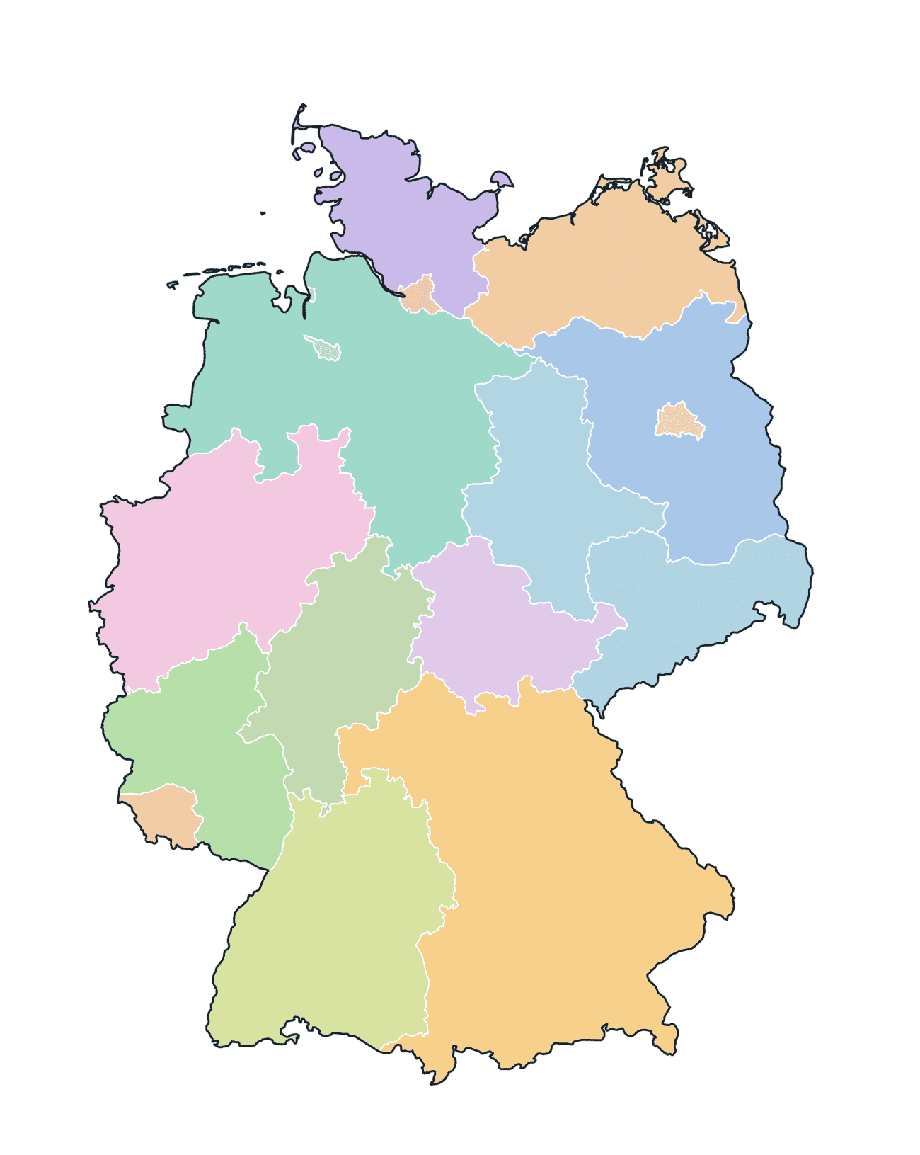 Colored Map of Germany