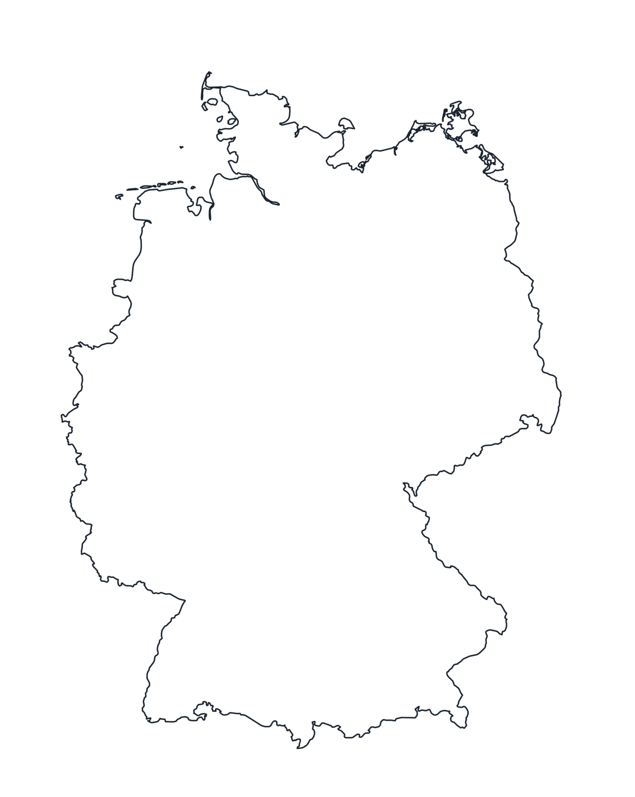 Blank Outline Map of Germany