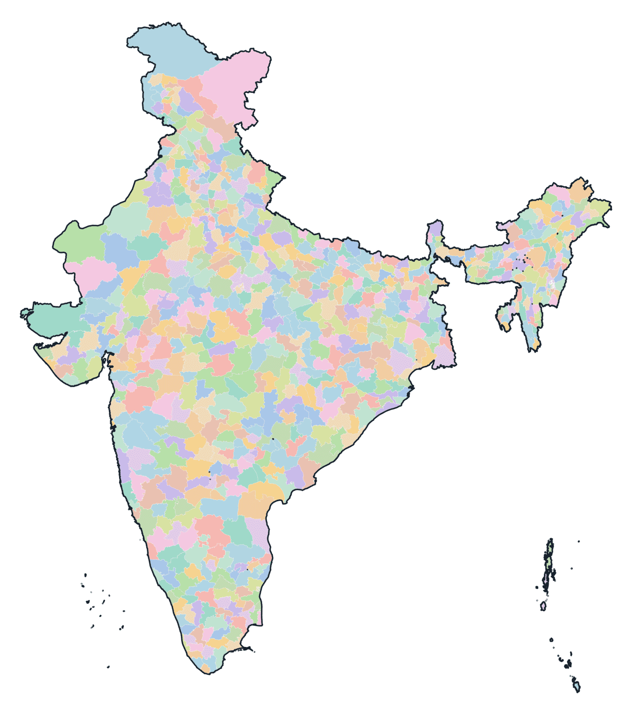 Colored Districts Map