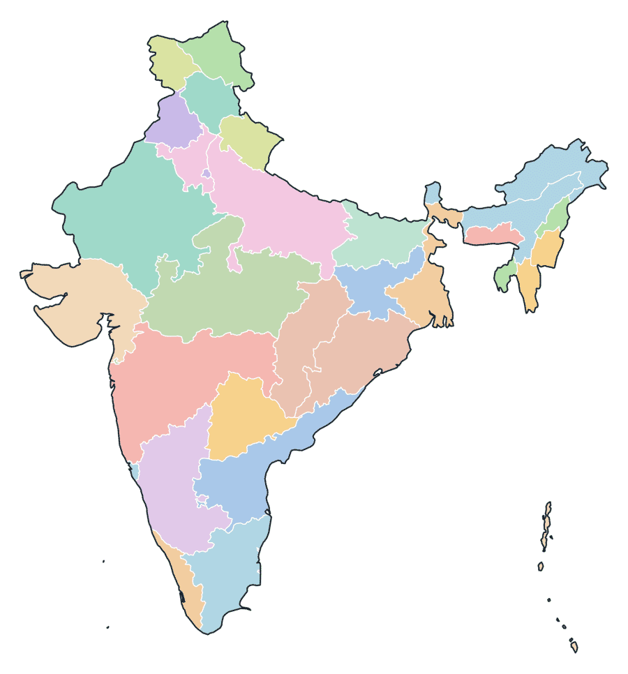 Colored Map of India