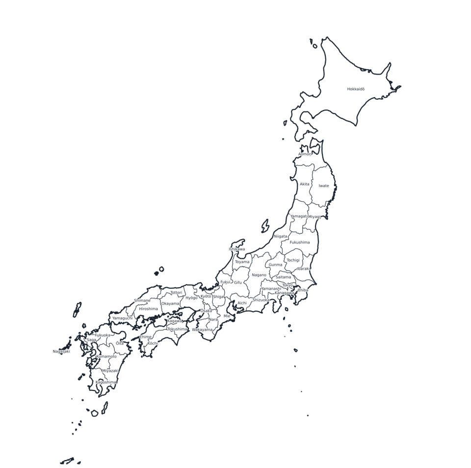 Labeled Map of Japan